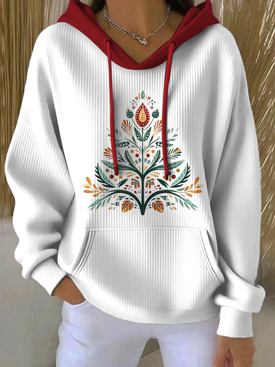 Ladies jul skandinaviska tryck hatt långärmade jacka