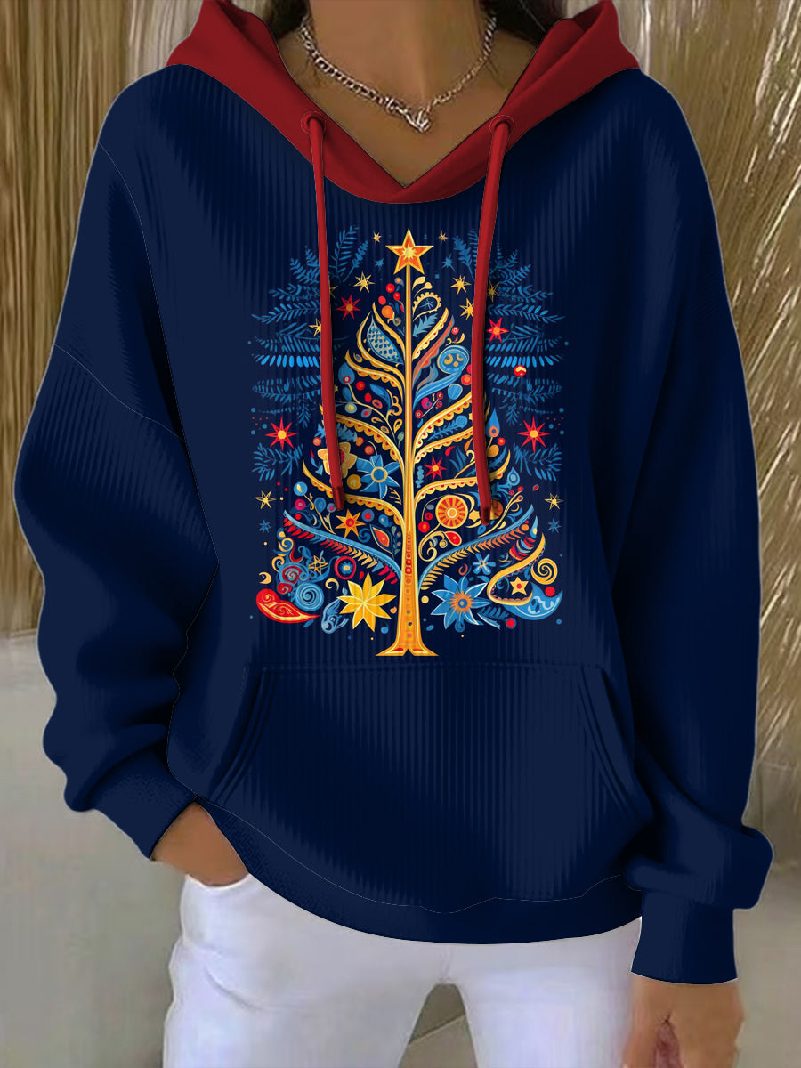 Ladies jul skandinaviska tryck hatt långärmade jacka