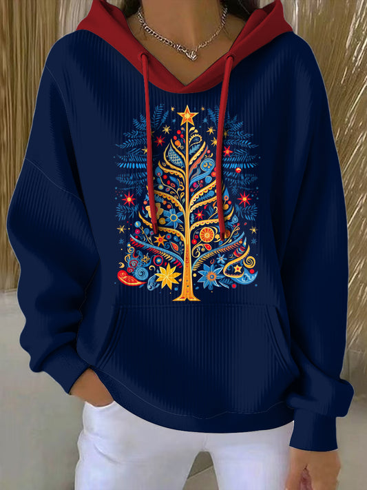 Ladies jul skandinaviska tryck hatt långärmade jacka