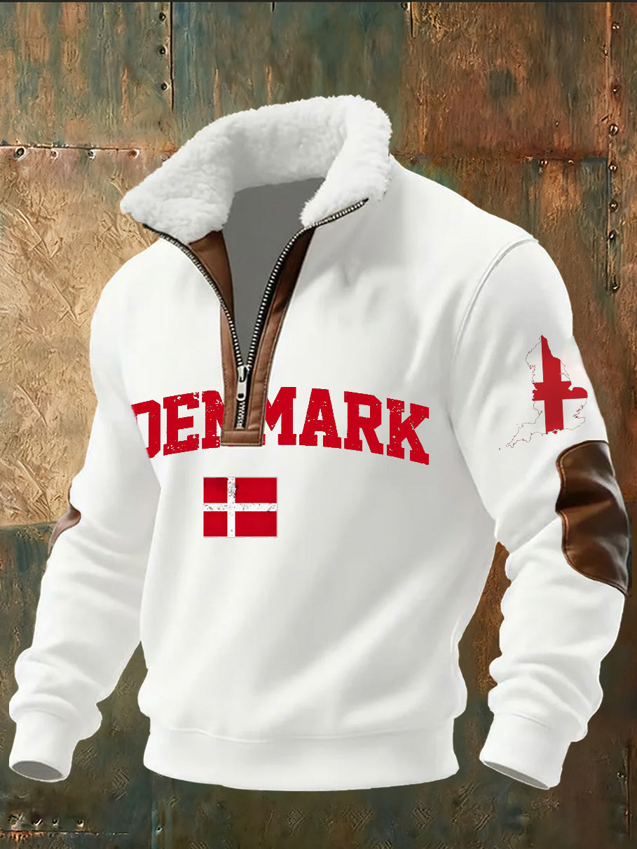 Men's Danish Print Stand Collar Sweatshirt