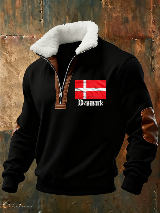 Men's Danish Print Stand Collar Sweatshirt