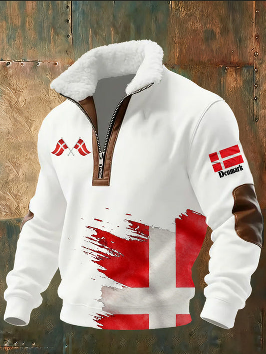 Mænds danske Tryk stativ krave Sweatshirt