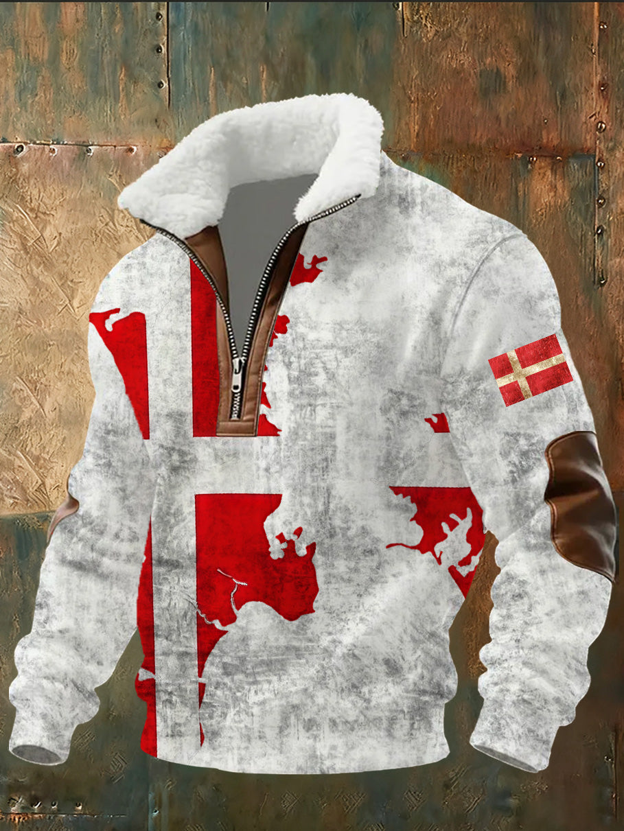 Mænds danske Tryk stativ krave Sweatshirt