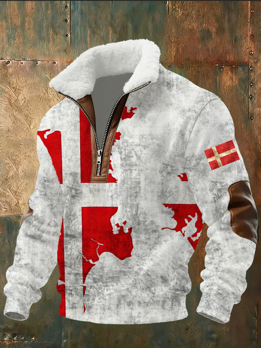 Mænds danske Tryk stativ krave Sweatshirt