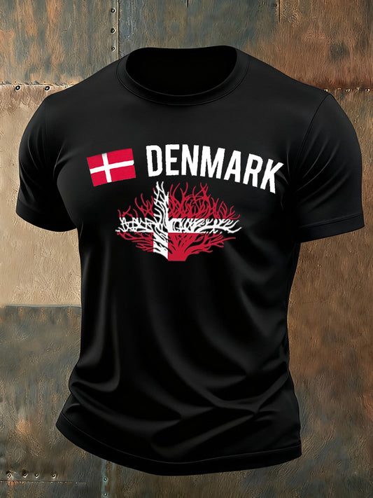 Mænds danske Print Casual T-shirt