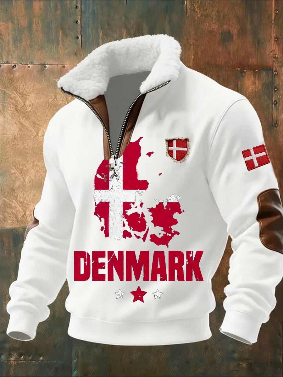 Mænds Retro Fashion Casual Sweatshirt med halv lynlås