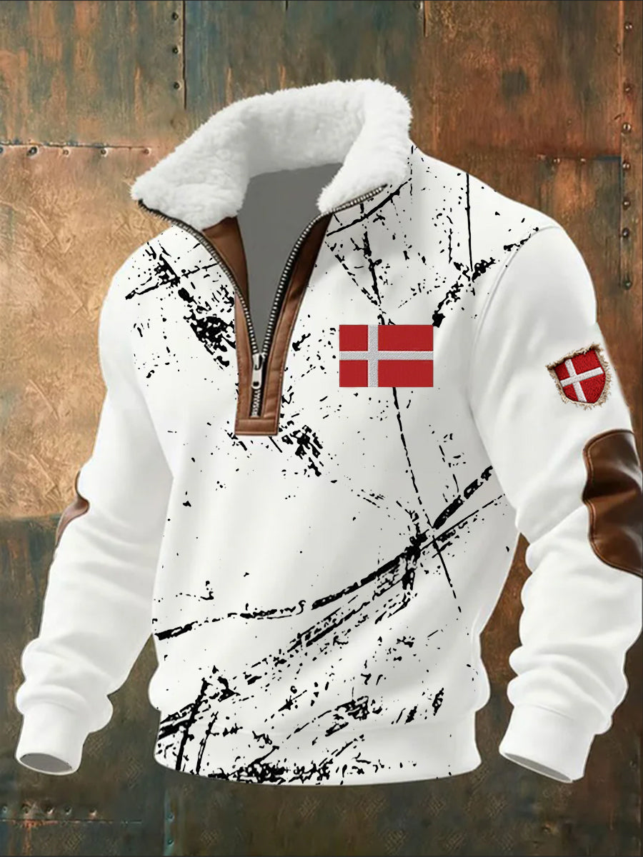 Mænds Retro Fashion Casual Sweatshirt med halv lynlås