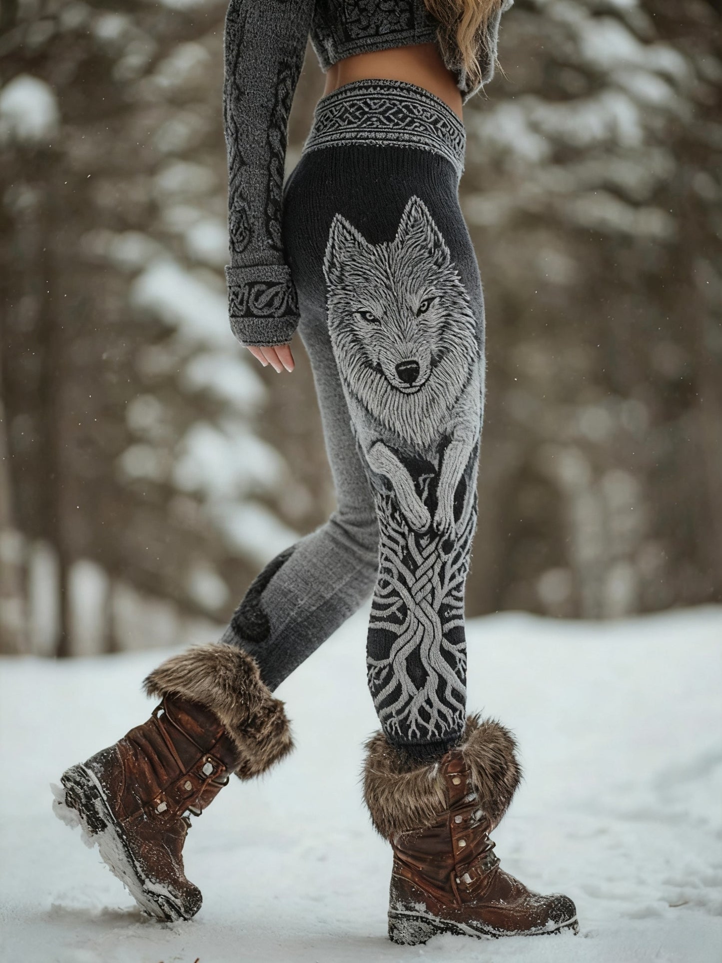 Kvinders Viking Wolf Celtic Knude Livets Træ Gradient Sport Stretch Leggings