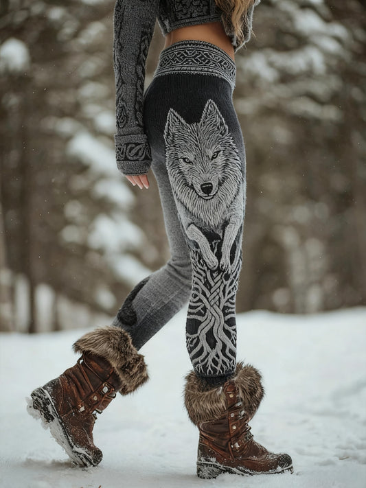 Kvinders Viking Wolf Celtic Knude Livets Træ Gradient Sport Stretch Leggings