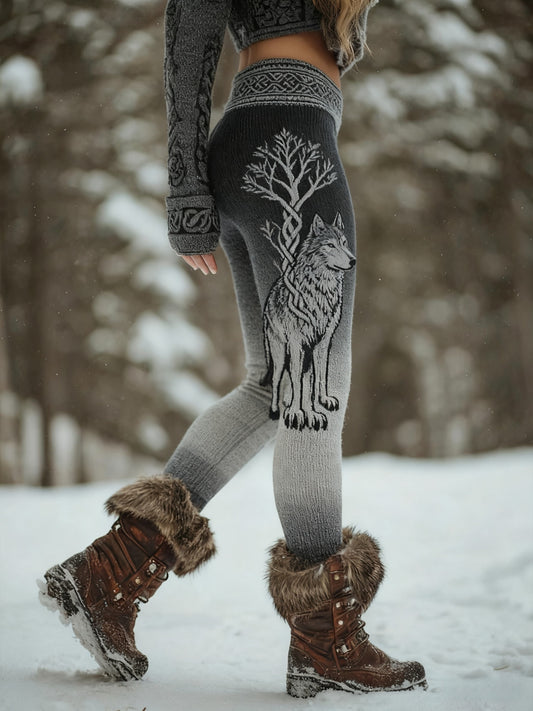 Kvinders Viking Wolf Celtic Knude Livets Træ Gradient Sport Stretch Leggings