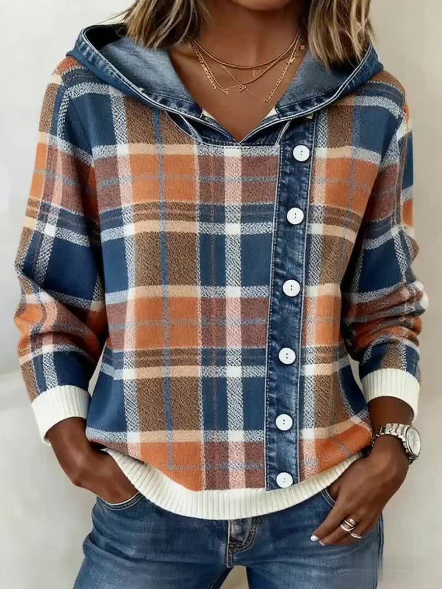 Kvinders vintage plaid mønster kunst hoodie