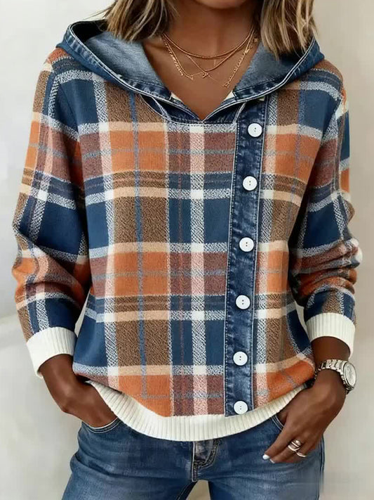 Kvinders vintage plaid mønster kunst hoodie