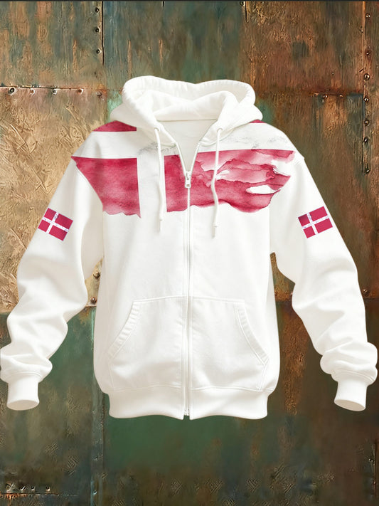 Men's Danish Print Casual Hoodie