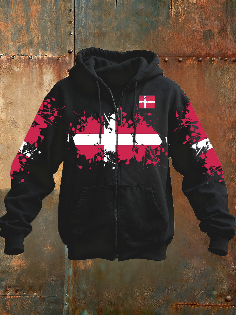 Men's Danish Print Casual Hoodie
