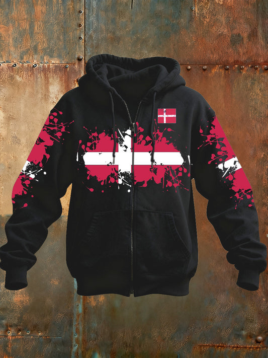 Men's Danish Print Casual Hoodie