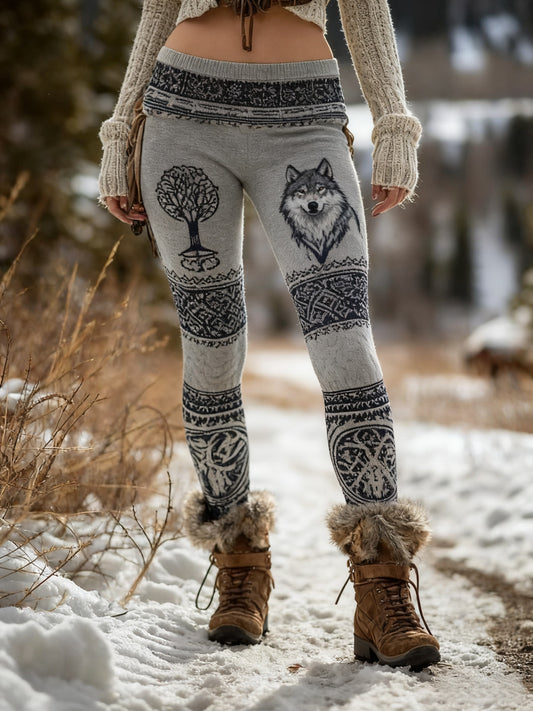 Kvinders Retro Viking Wolf Celtic Knud træ af liv Gradient Sport Stretch Leggings