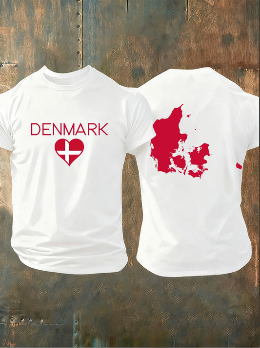 Mænds danske Print Casual T-shirt