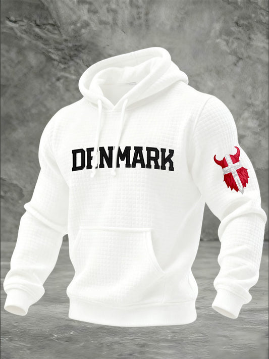 Mænds dansk Vaffel Print Casual Hooded sweatshirt