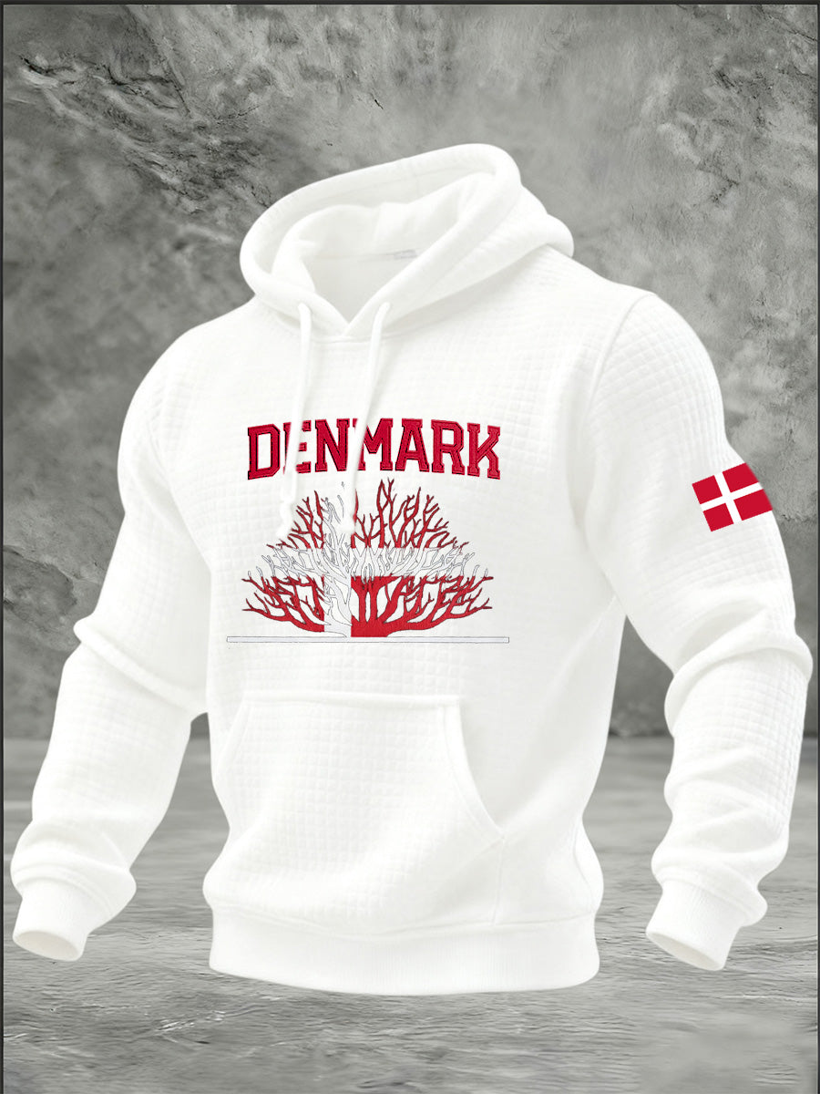 Mænds dansk Vaffel Print Casual Hooded sweatshirt