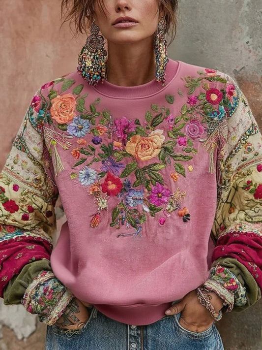 Kvinders brystkræftbevidsthed blomstertryk sweatshirt