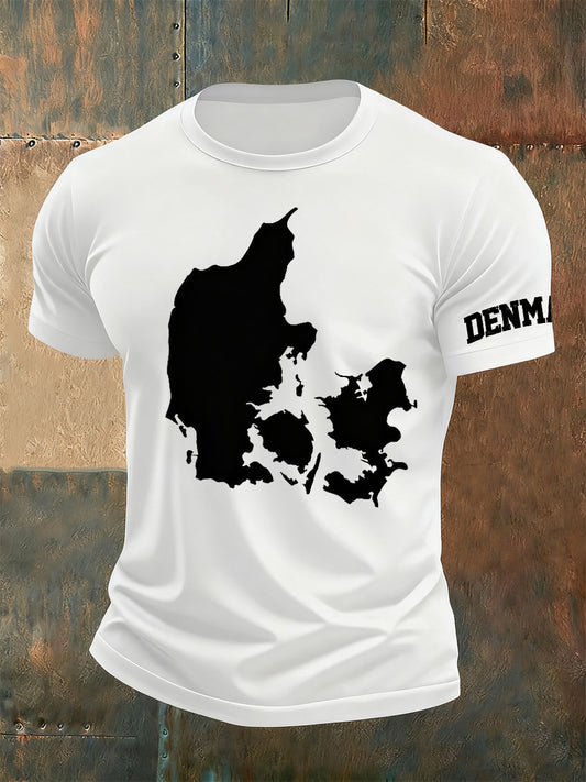 Mænds danske Print Casual T-shirt