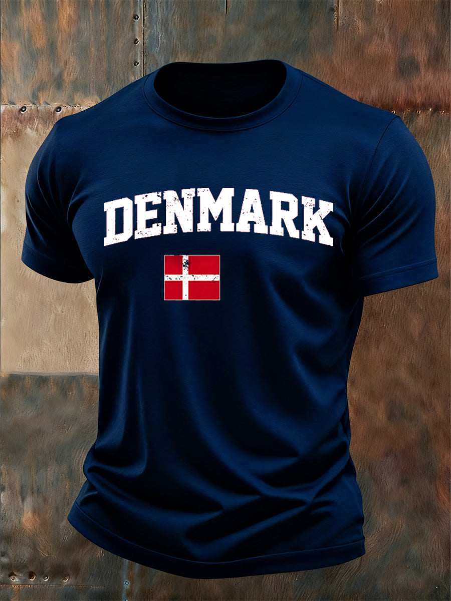 Mænds danske Print Casual T-shirt
