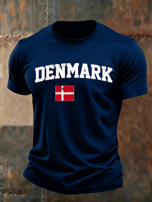 Mænds danske Print Casual T-shirt