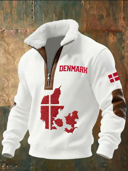 Mænds danske Tryk stativ krave Sweatshirt