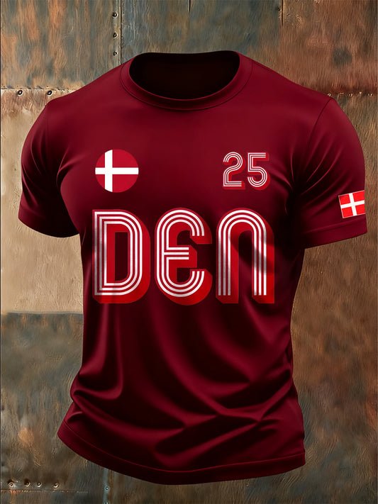 Mænds danske Print Casual T-shirt