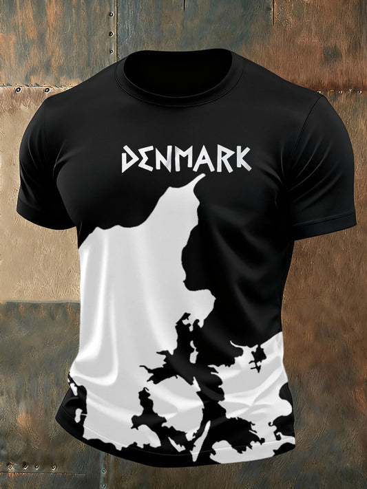 Mænds danske Print Casual T-shirt