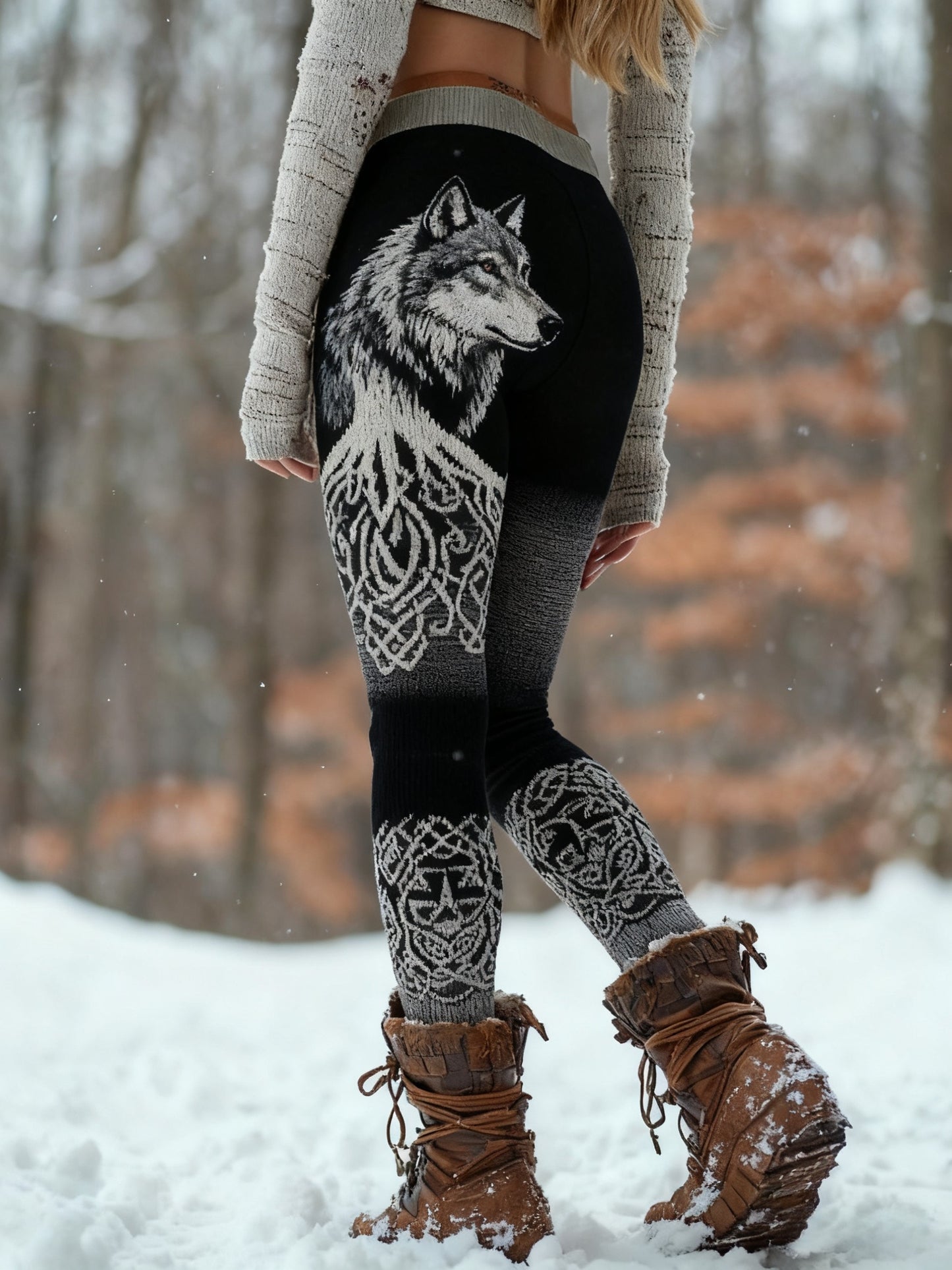 Kvinders Retro Viking Wolf Celtic Knud træ af livet Sport Stretch Leggings