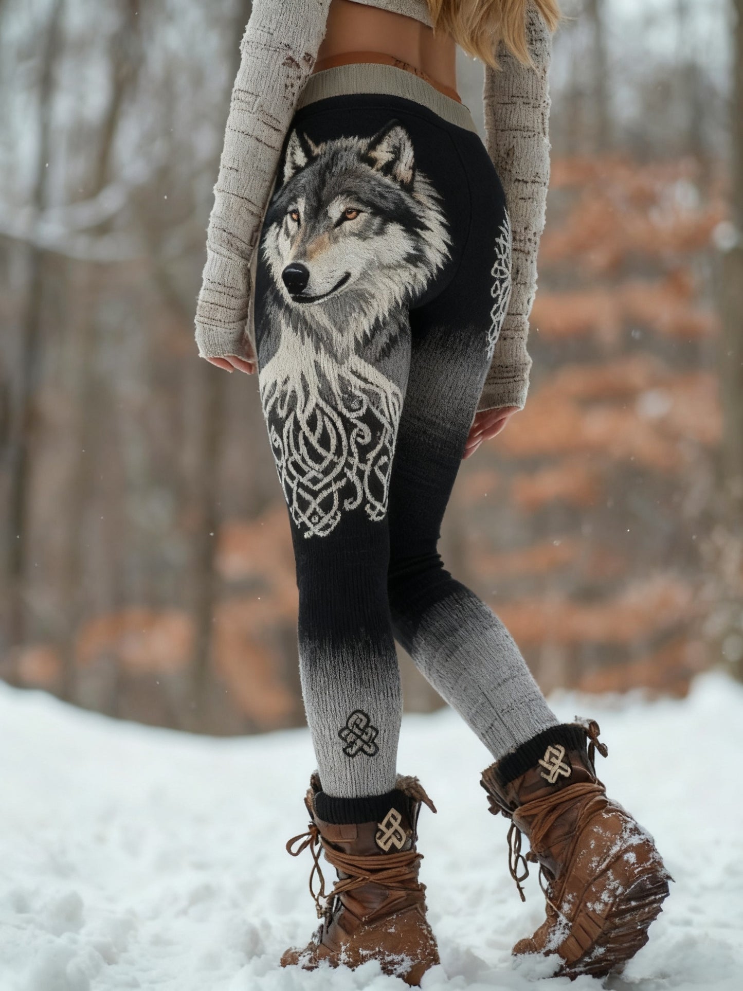 Kvinders Retro Viking Wolf Celtic Knud træ af livet Sport Stretch Leggings