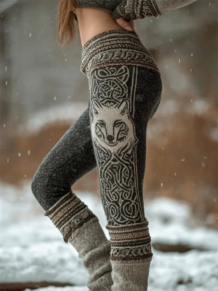 Kvinders Viking Wolf Celtic Knude Livets Træ Gradient Sport Leggings