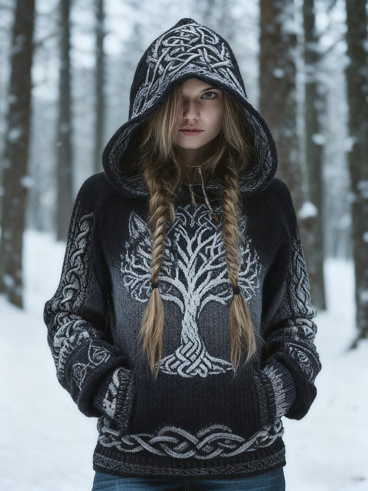 Retro Celtic Knude Livets Træ Gradient Print Hoodie