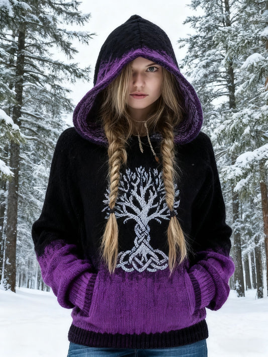 Retro Celtic Knude Livets Træ Gradient Print Hoodie