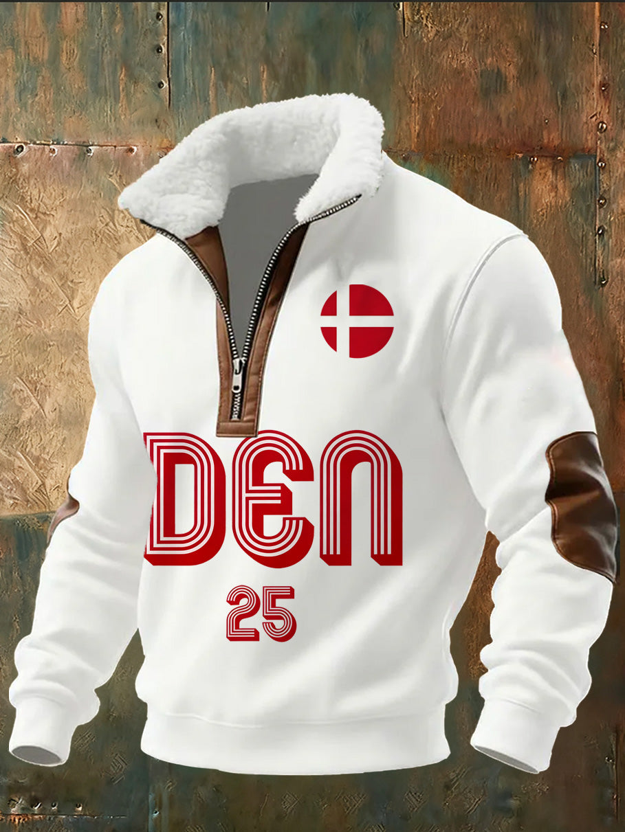 Men's Danish Print Stand Collar Sweatshirt
