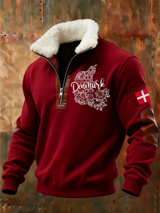 Men's Danish Print Stand Collar Sweatshirt