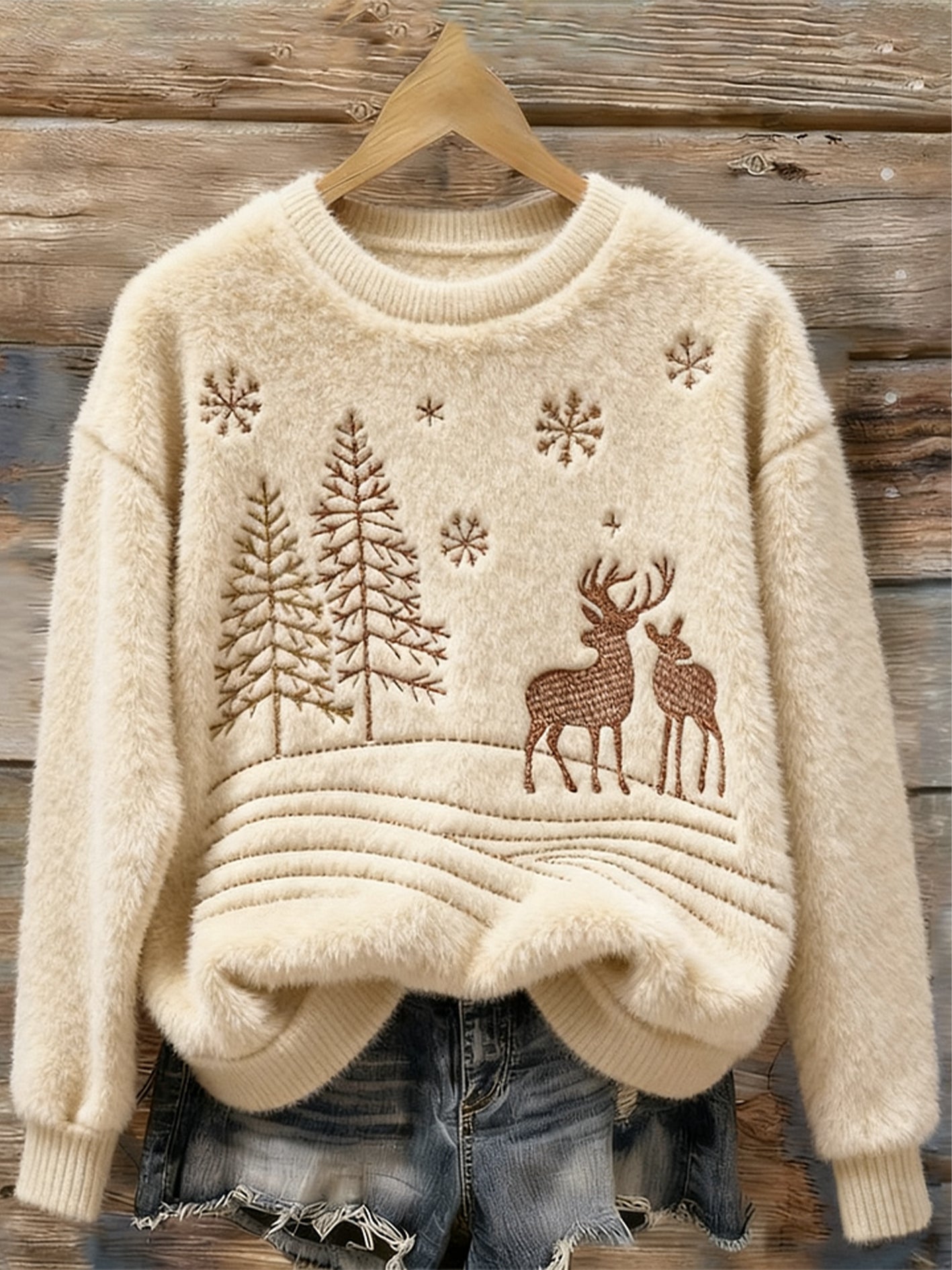 Hyggelig julekunst flannel sweatshirt til kvinder