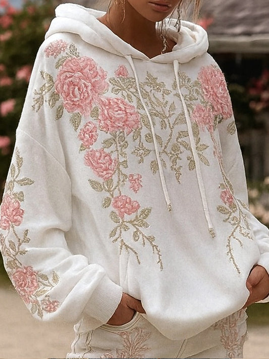 Kvinders retro boheme hoodie – varm, unik og fyldt med charme.