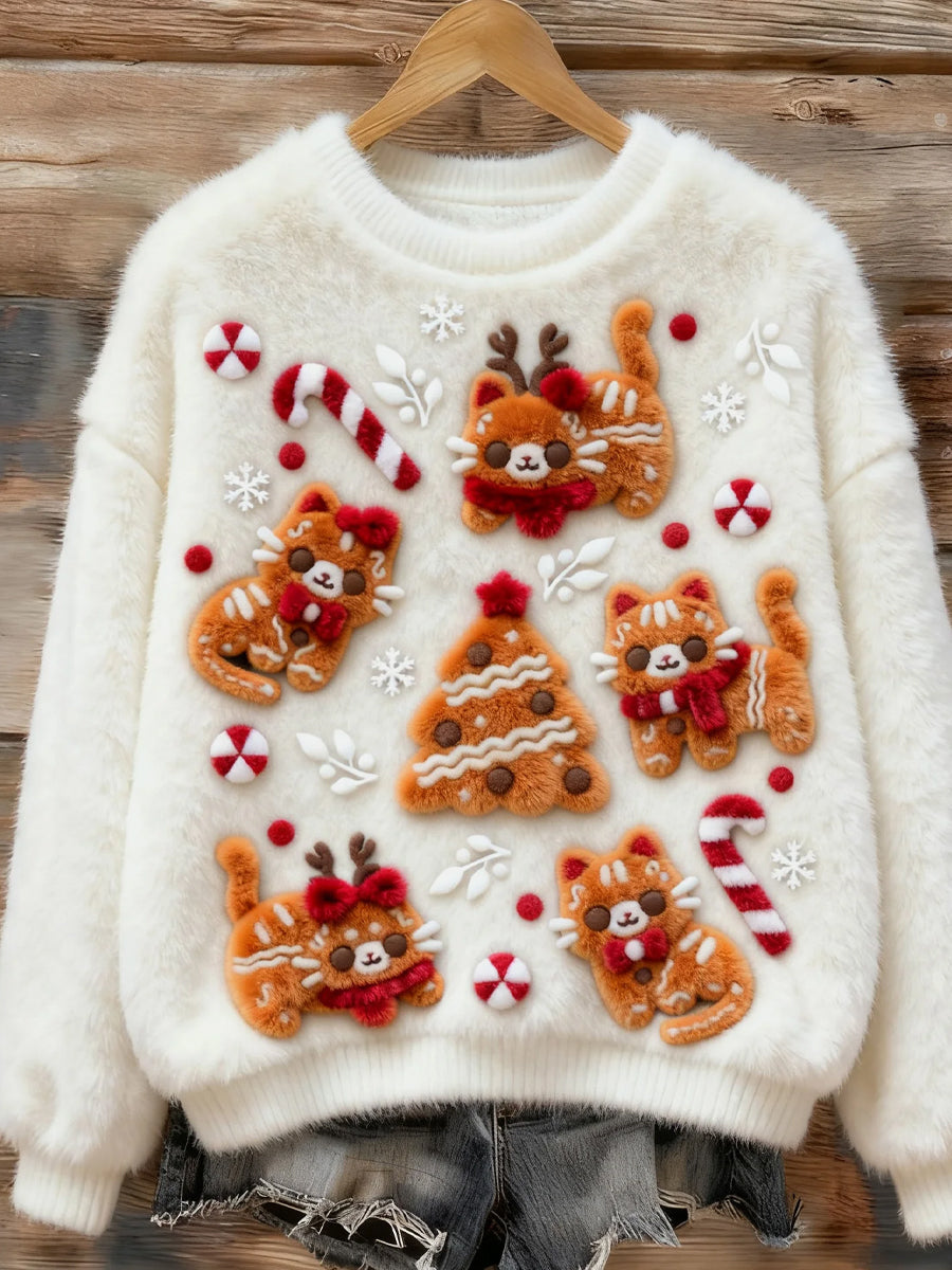 Kvinders retro flannel top med jule-dyreprint