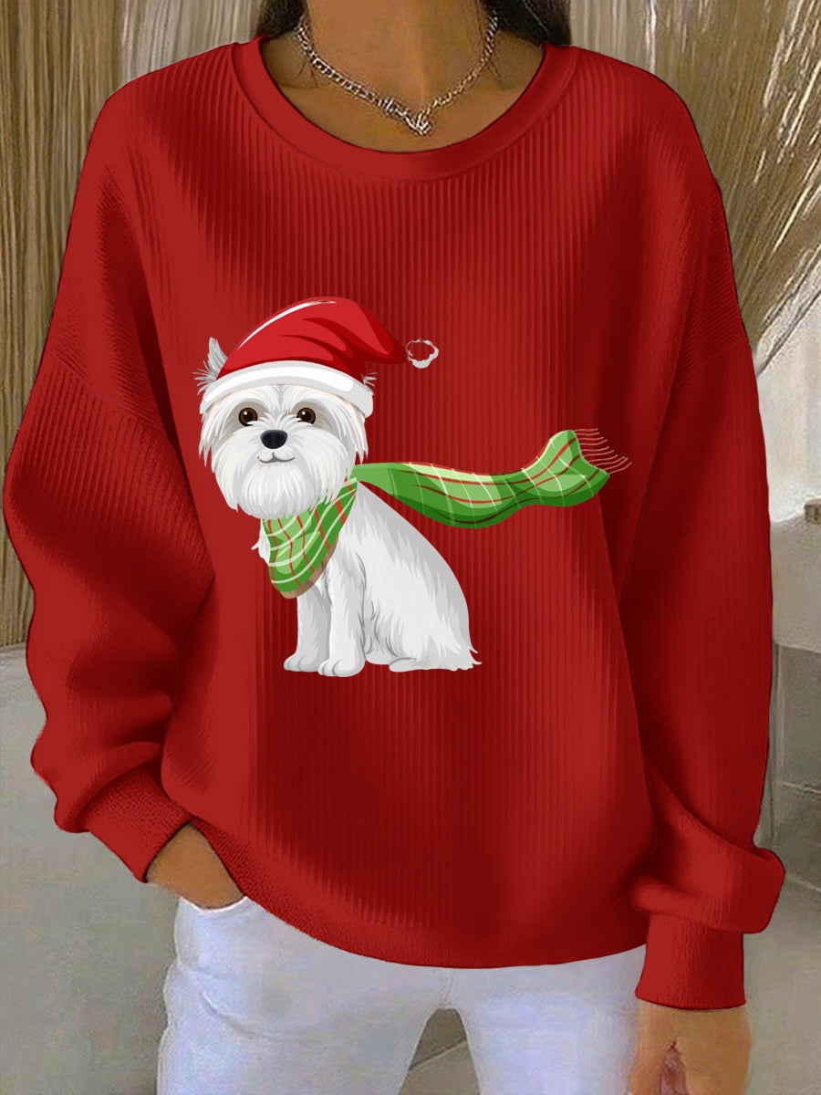 Kvinder West Highland White Terrier Westie jul Ribbet rund hals sweatshirt
