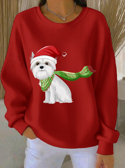 Kvinder West Highland White Terrier Westie jul Ribbet rund hals sweatshirt