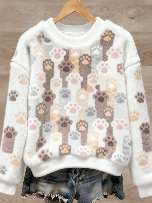Kvinders søde Animal Art Print Casual Flannel Sweater.