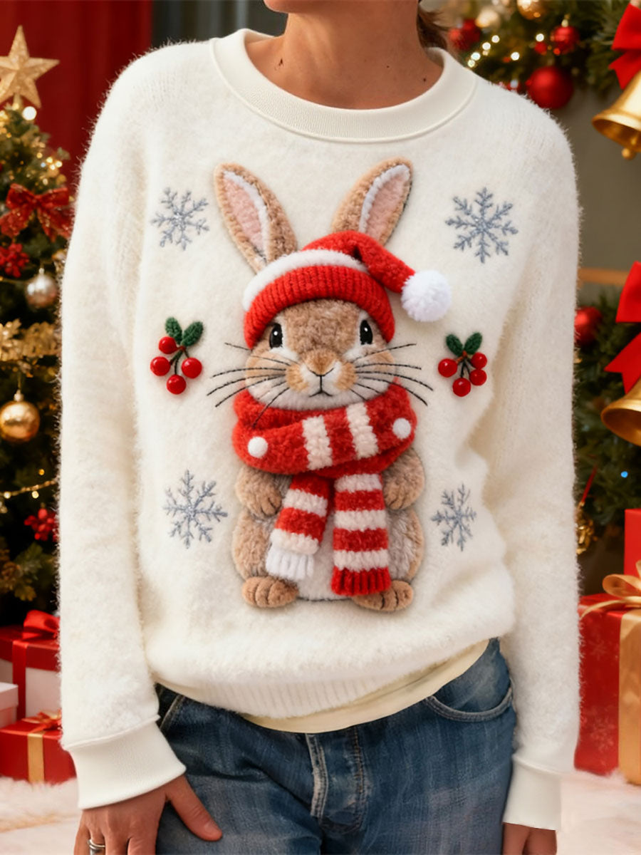 Kvinders Jul Snefnug Kanin Flannel Hoodie Flannel