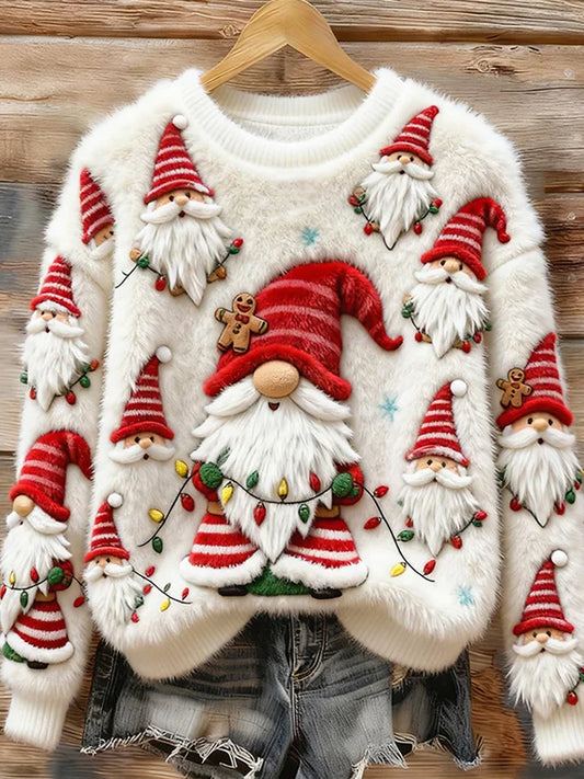 Kvinders Retro Animal Christmas Art Print Casual Flannel Toppe