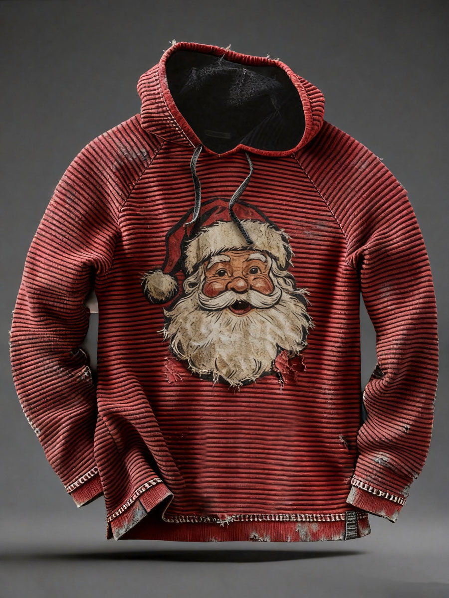 Mænds Santa Claus Print Casual Hoodie Print