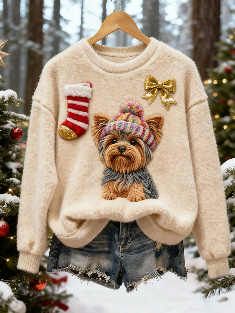 Kvinders Retro Animal Christmas Art Print Casual Flannel Toppe