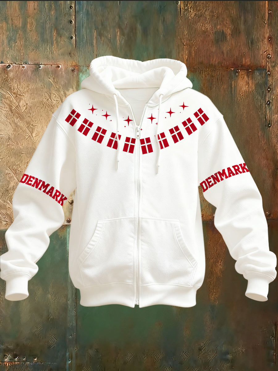 Mænds hættetrøje med dansk tryk
