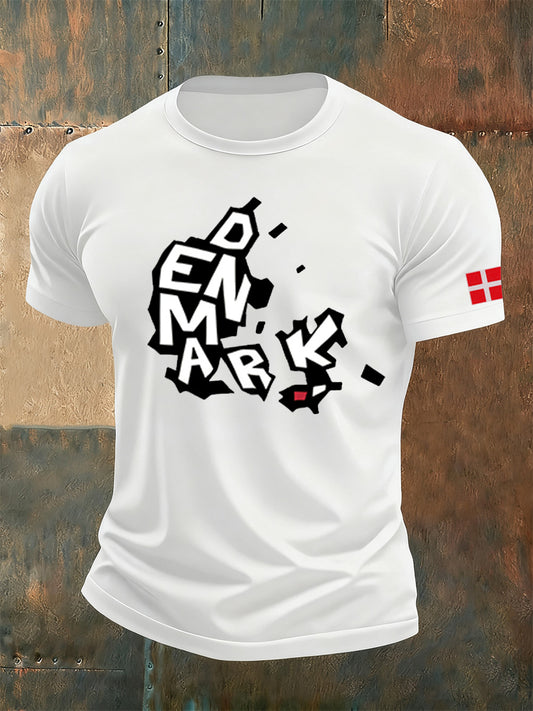 Mænds casual T-shirt med dansk print