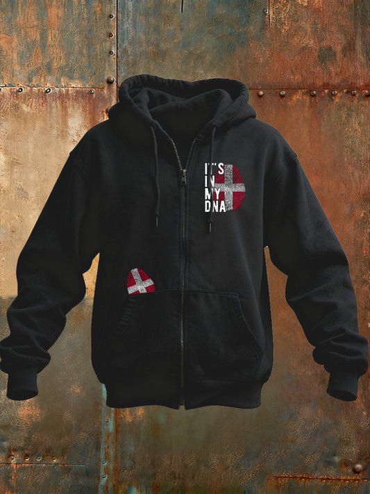 Mænds hættetrøje med dansk tryk